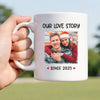 Personalized Our Love Story Coffee Mug Custom Photo Couple Valentine’s Day Gift