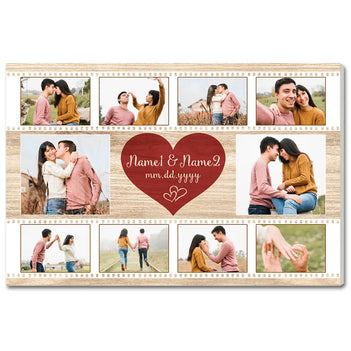 Personalized Couple Canvas - Custom Photo & Names Romantic Anniversary Gift