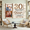 Personalized Couple Canvas Prints - 30th Anniversary Wedding Gift - Custom Photo 30 Years Grow Old Along