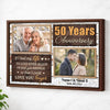 Personalized Couple Canvas Prints - 50th Anniversary Gift - Custom Photo 50 Years Together - Brown Frame / 12x9