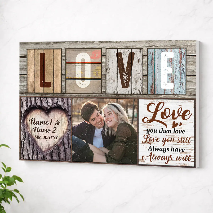 Personalized Couple Canvas Prints - Anniversary Gift - Custom Photo Love Keepsake - No Frame / 12x9