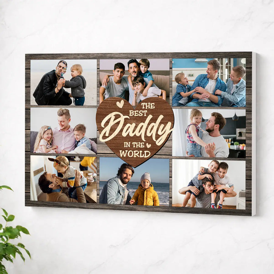 Personalized Dad Canvas Prints - Gift for - Custom Photo Best Daddy In The World - No Frame / 12x9