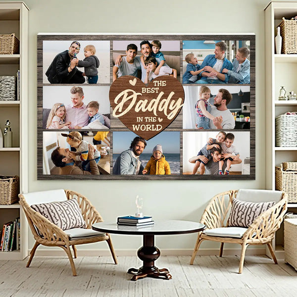 Personalized Dad Canvas Prints - Gift for - Custom Photo Best Daddy In The World
