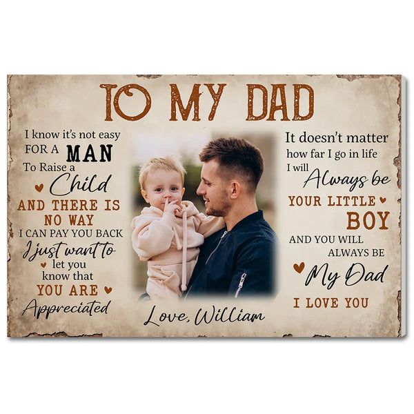 Personalized Dad Canvas Prints - Gift for - To My Custom Photo