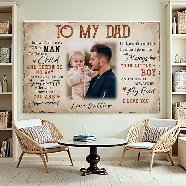 Personalized Dad Canvas Prints - Gift for - To My Custom Photo