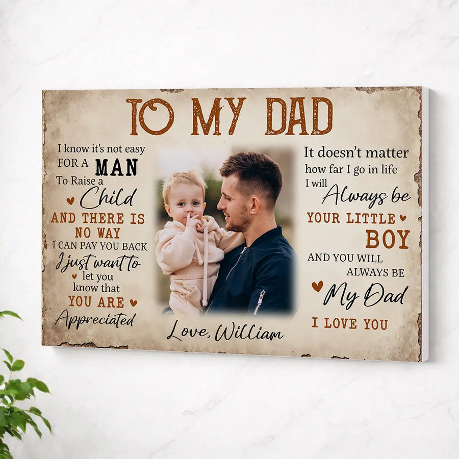 Personalized Dad Canvas Prints - Gift for - To My Custom Photo - No Frame / 12x9