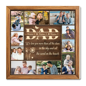 Personalized Dad Photo Collage Canvas Custom Picture Gift for from Kids Birthday or Father’s Day Present - 12x12