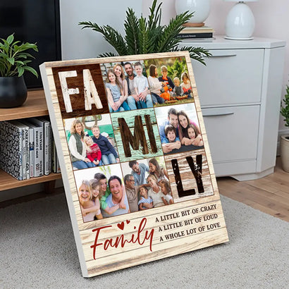 Custom Family A Little Bit Of Loud Whole Lot Love Canvas Personalized Photo Wall Art Home Decor Gift Idea - 11x14