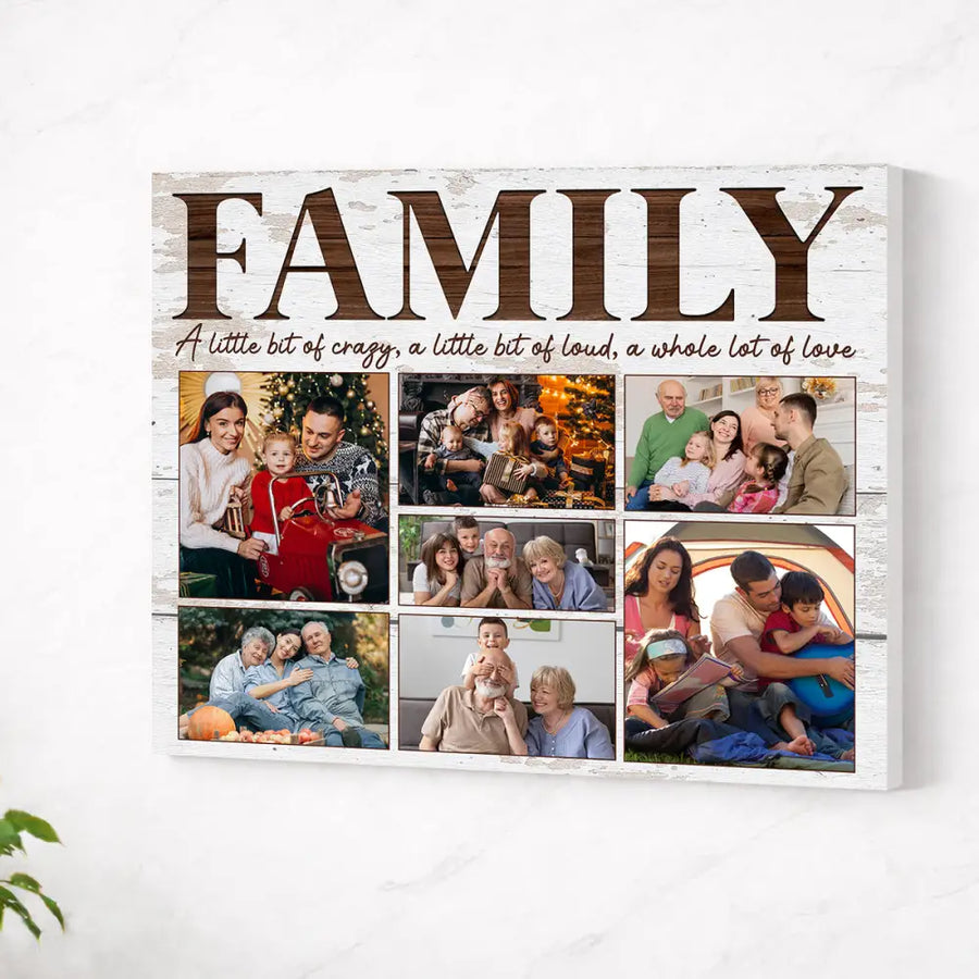Personalized Family Canvas Custom Photo Wall Art A Little Bit of Crazy Loud Christmas Gift - No Frame / 14x11