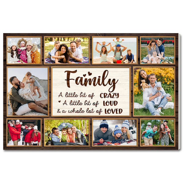 Personalized Family Canvas Prints - Custom Photo Collage Wall Art - A Little Bit Of Crazy