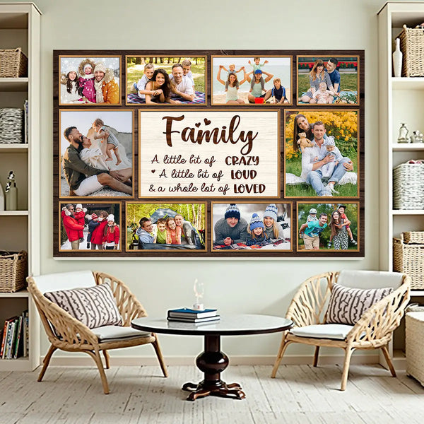Personalized Family Canvas Prints - Custom Photo Collage Wall Art - A Little Bit Of Crazy