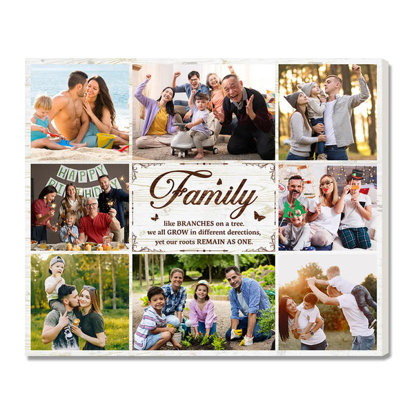 Personalized Family Canvas Prints - Custom Photo Collage Wall Art - Like Branches On A Tree