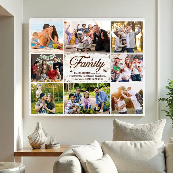 Personalized Family Canvas Prints - Custom Photo Collage Wall Art - Like Branches On A Tree