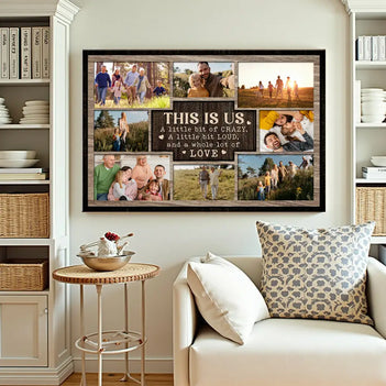 Personalized Family Canvas Wall Art - This Is Us Saying Custom Photo Print - 12x9