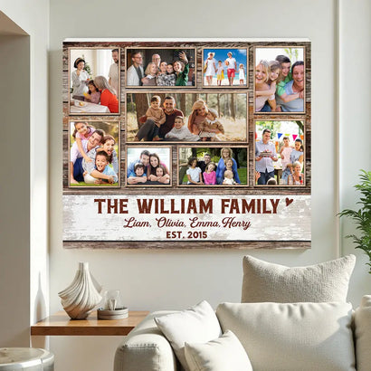 Personalized Family Photo Collage Canvas Custom Wall Art Gift For Multi Generation Families And Keepsake Decor