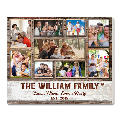 Personalized Family Photo Collage Canvas Custom Wall Art Gift For Multi Generation Families And Keepsake Decor