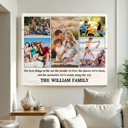Personalized Family The Best Things In Life Are People We Love Canvas Wall Art Custom Photo Collage Decor Gift