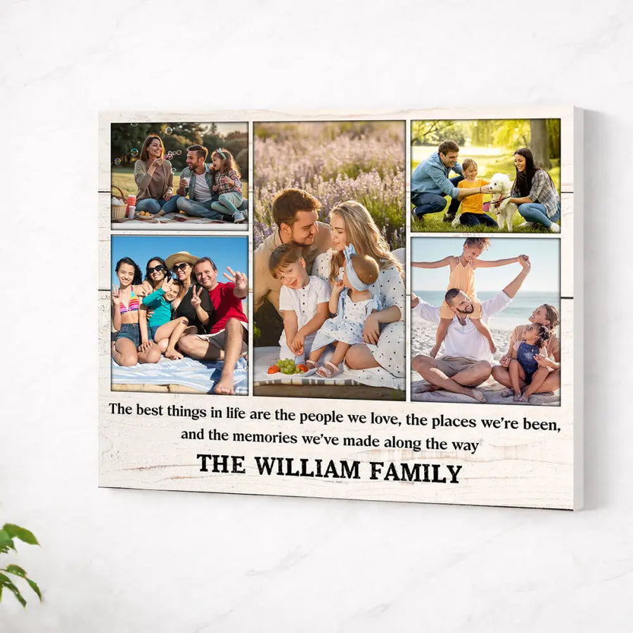 Personalized Family The Best Things In Life Are People We Love Canvas Wall Art Custom Photo Collage Decor Gift