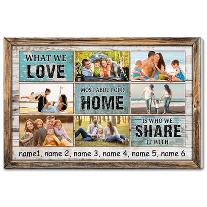 Personalized Family What We Love Canvas Wall Art Custom Photo Collage Gift For Home Decor