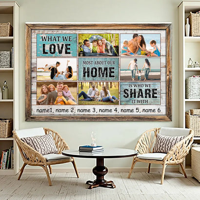 Personalized Family What We Love Canvas Wall Art Custom Photo Collage Gift For Home Decor