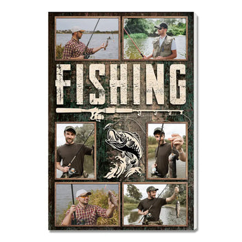 Personalized Fishing Canvas Custom Photo Wall Art for Dad or Grandpa Gift Fisherman on Birthday Father’s Day - 9x12