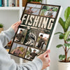 Personalized Fishing Canvas Custom Photo Wall Art for Dad or Grandpa Gift Fisherman on Birthday Father’s Day