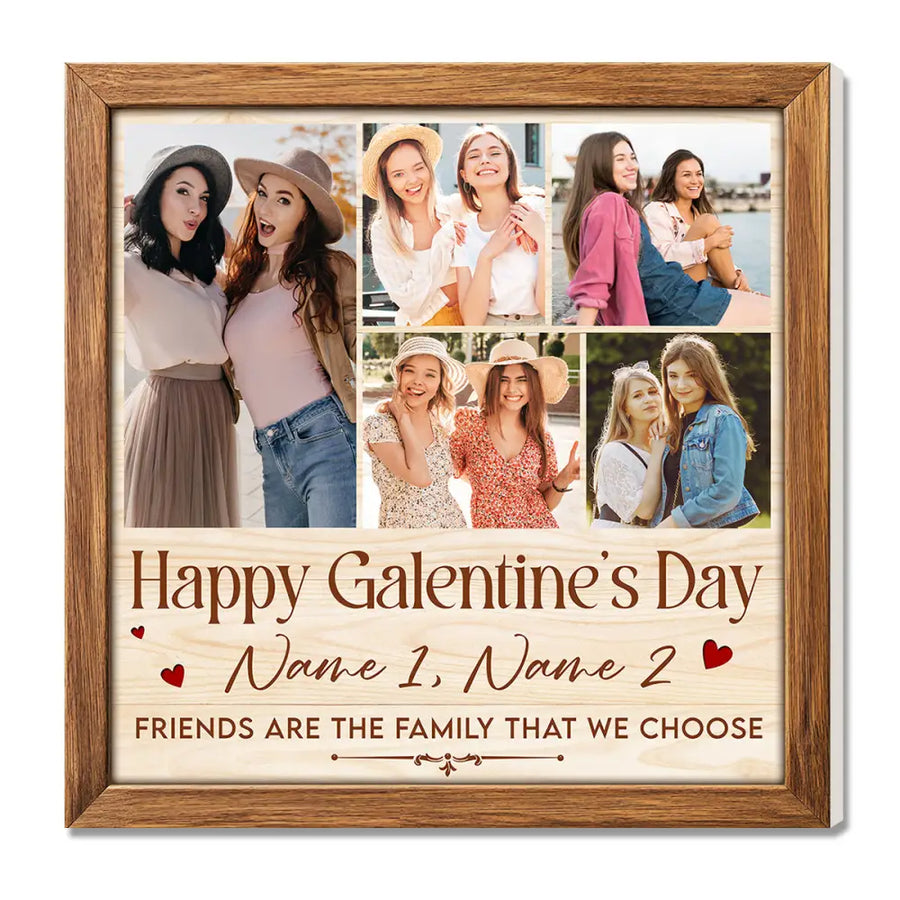 Personalized Galentine’s Day Canvas Happy Gift Custom Photo for Best Friend BFF Girls Squad - 12x12