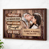 Personalized God Blessed the Broken Road Canvas - Custom Couple Wall Art Romantic Anniversary Gift - Brown Frame / 12x9