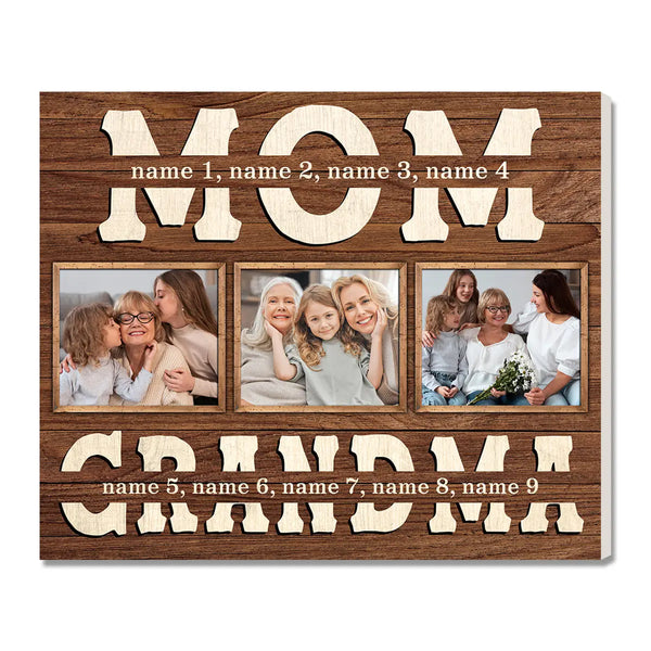 Personalized Grandma Canvas Prints - Gift for - Custom Photo Collage Wall Art
