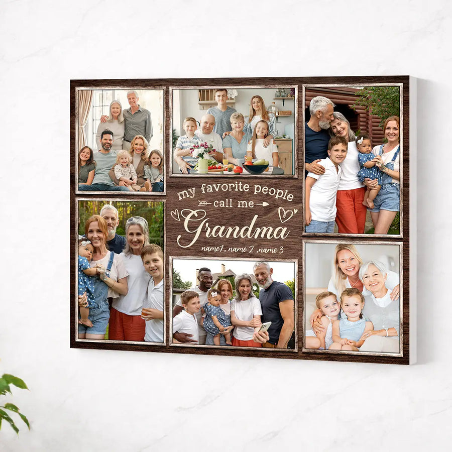 Personalized Grandma Canvas Prints - Gift for - Custom Photo My Favorite People Calls Me - No Frame / 14x11
