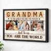 Personalized Grandma Canvas To The World You Are Person Custom Photo Gift for Perfect Birthday or Mother’s Day - Black