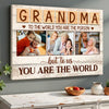 Personalized Grandma Canvas To The World You Are Person Custom Photo Gift for Perfect Birthday or Mother’s Day