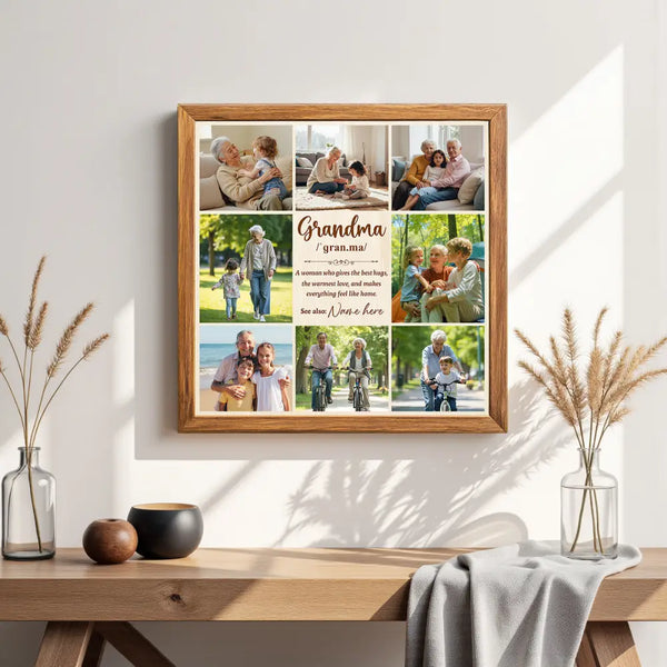 Personalized Grandma Definition Canvas A Woman Who Gives Best Hugs Custom Photo Wall Art Mothers Day Birthday Gift