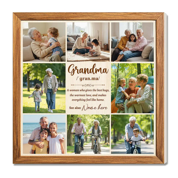 Personalized Grandma Definition Canvas A Woman Who Gives Best Hugs Custom Photo Wall Art Mothers Day Birthday Gift