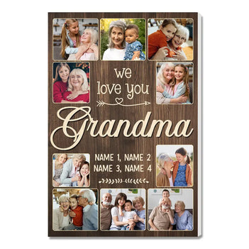 Personalized Grandma We Love You Canvas Custom Photo Wall Art Gift From Grandson And Granddaughter Mother’s Day Idea