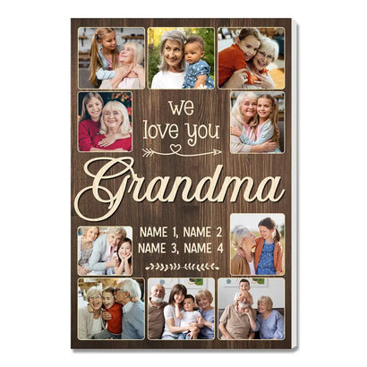 Personalized Grandma We Love You Canvas Custom Photo Wall Art Gift From Grandson And Granddaughter Mother’s Day Idea