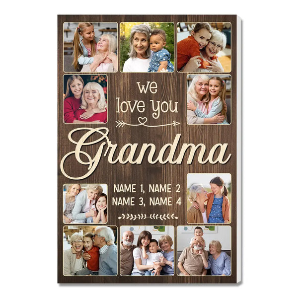 Personalized Grandma We Love You Canvas Custom Photo Wall Art Gift From Grandson And Granddaughter Mothers Day Idea