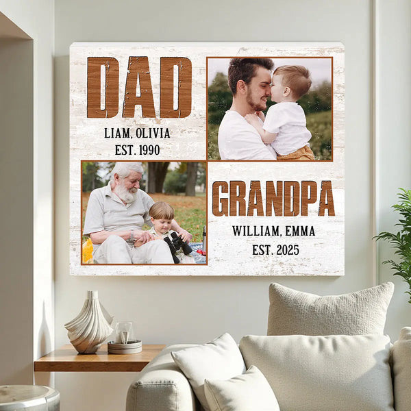 Personalized Grandpa Canvas Prints - Gift for Dad - Custom Photo