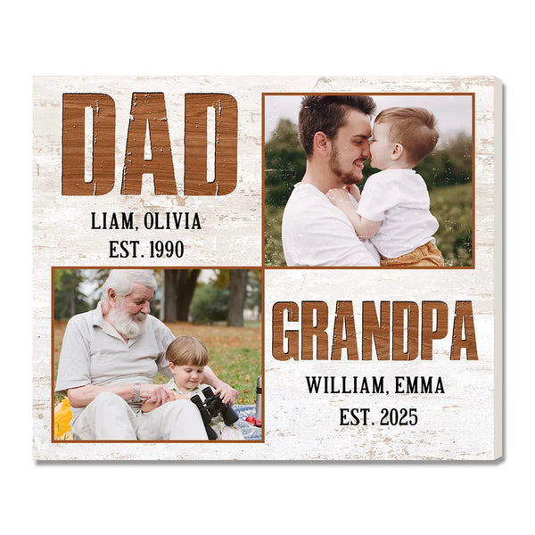 Personalized Grandpa Canvas Prints - Gift for Dad - Custom Photo