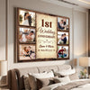 Personalized Happy 1st Wedding Anniversary Canvas Wall Art Celebrating Husband And Wife Together With Memories Custom