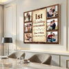 Personalized Happy 1st Wedding Anniversary Canvas Wall Art Celebrating Husband And Wife Together With Memories Custom
