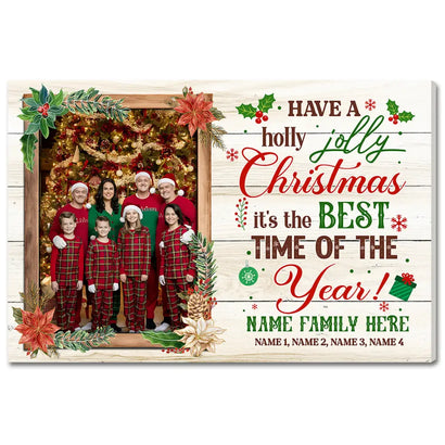 Personalized Have A Holly Jolly Christmas Canvas Custom Photo Wall Art Family Gift Idea
