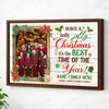 Personalized Have A Holly Jolly Christmas Canvas Custom Photo Wall Art Family Gift Idea - Brown Frame / 12x9