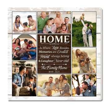 Personalized Home Is Where Love Resides Canvas Custom Family Wall Art Christmas Gift - 12x12