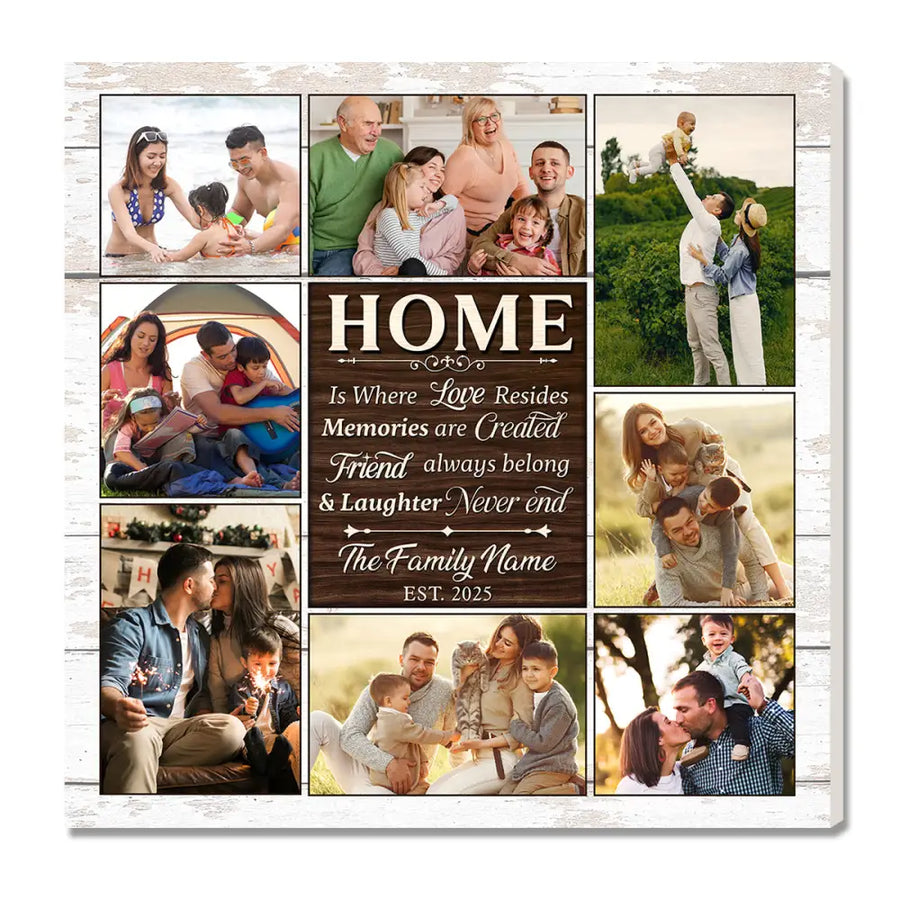 Personalized Home Is Where Love Resides Canvas Custom Family Wall Art Christmas Gift - 12x12