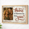 Personalized Home Is Wherever I’m With You Canvas Wall Art Old Couple Husband And Wife Decor Meaning Custom Photo Mom