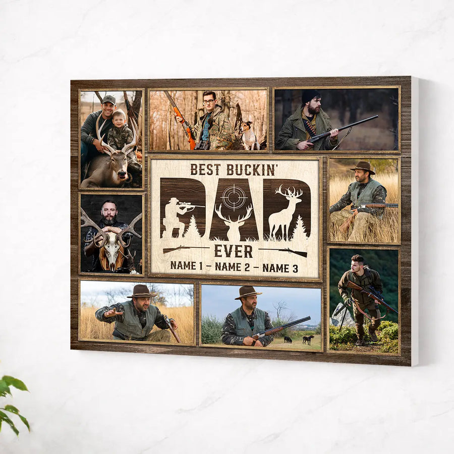 Personalized Hunting Dad Canvas Prints - Gift - Custom Photo Best Buckin Ever - No Frame / 14x11