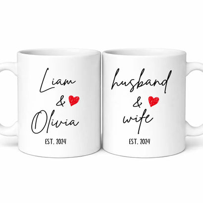 Personalized Husband And Wife Coffee Mug Romantic Couple Gift For Valentine’s Day Or Anniversary - 11oz