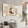 Personalized I Choose You Couple Canvas Wall Art Custom Photo Gift For Anniversary Love Present Husband And Wife