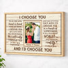 Personalized I Choose You Couple Canvas Wall Art Custom Photo Gift For Anniversary Love Present Husband And Wife